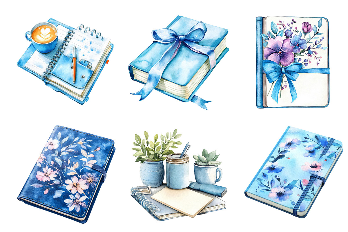 Watercolor Blue Planner Lover, an Illustration by Designking (Photo 2 of 5)