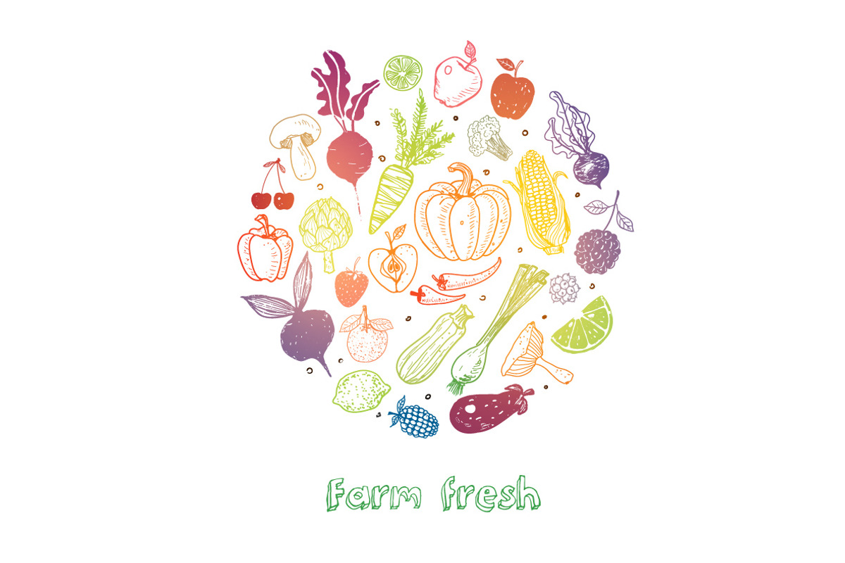 Fruits and vegetables doodles, a Food Illustration by Elina_Li (Photo 12 of 20)
