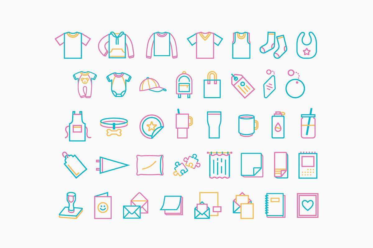 90's Print on Demand Product Icons, an Outline Icon by Sungy Side Up (Photo 2 of 9)