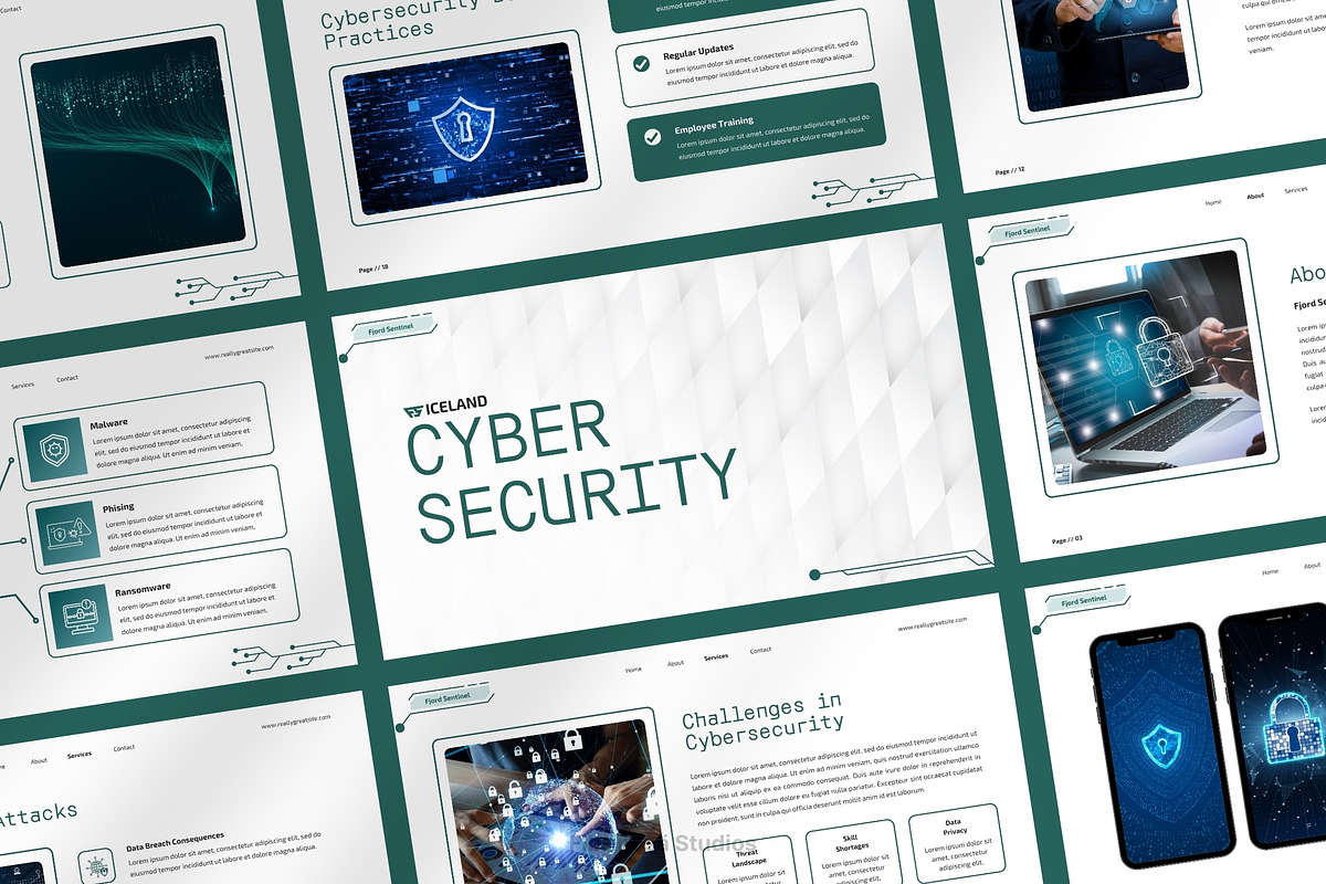 Cybersecurity Google Slides, a Presentation Template by FIBRINOSÄ (Photo 1 of 2)