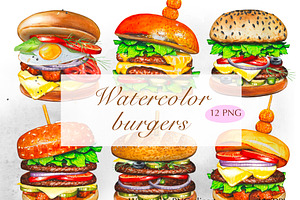 Watercolor Burgers