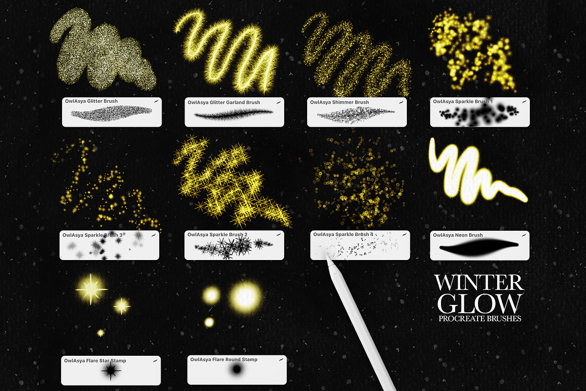 Winter Glow Procreate Brushes, a Brush Add-On by owlasya (Photo 4 of 7)