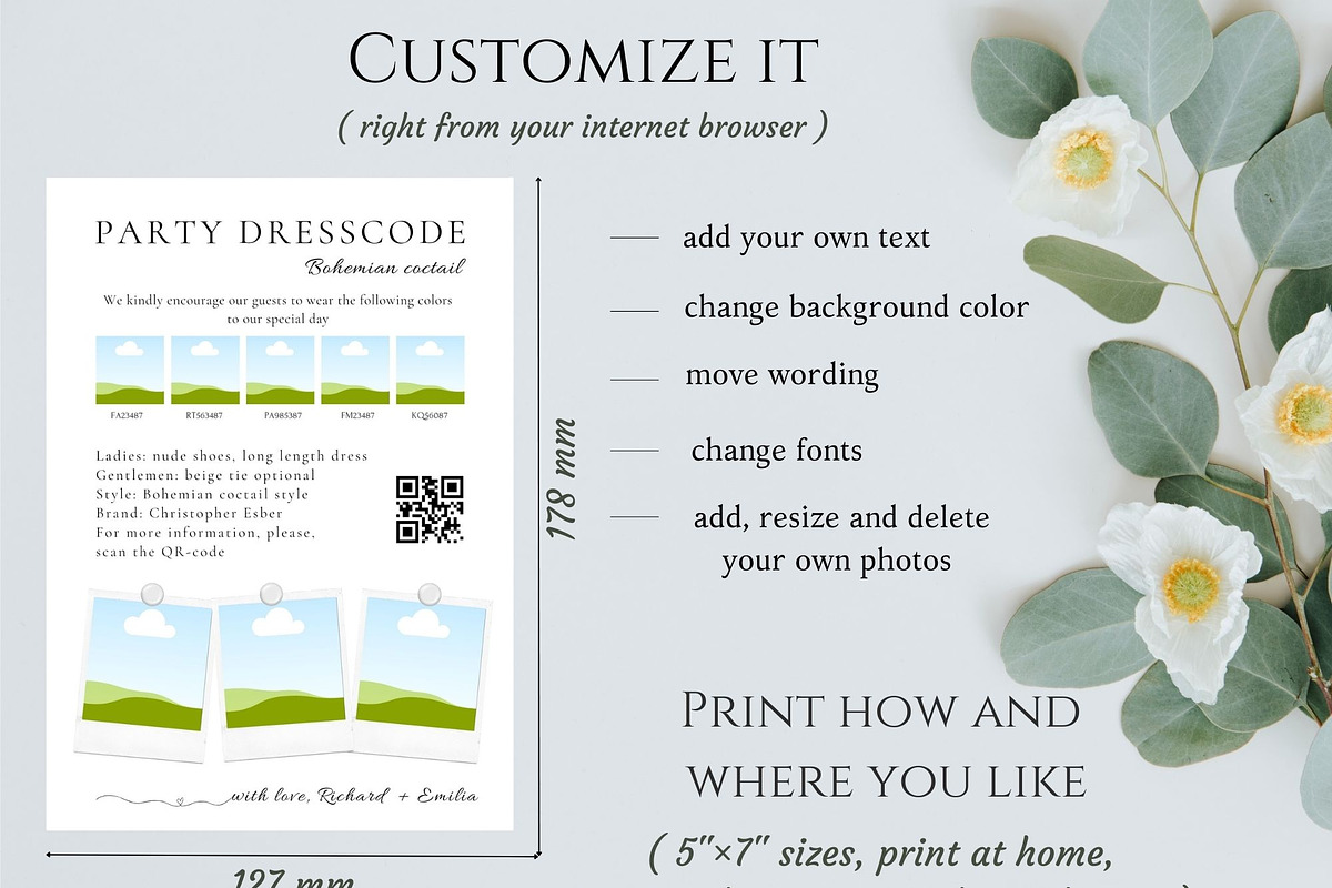 Guest dresscoode, mood board card, a Card Template by EvaTemplates (Photo 7 of 7)