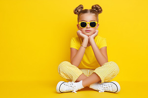 Stylish little girl in yellow glasse, a Person Photo by MistyDay
