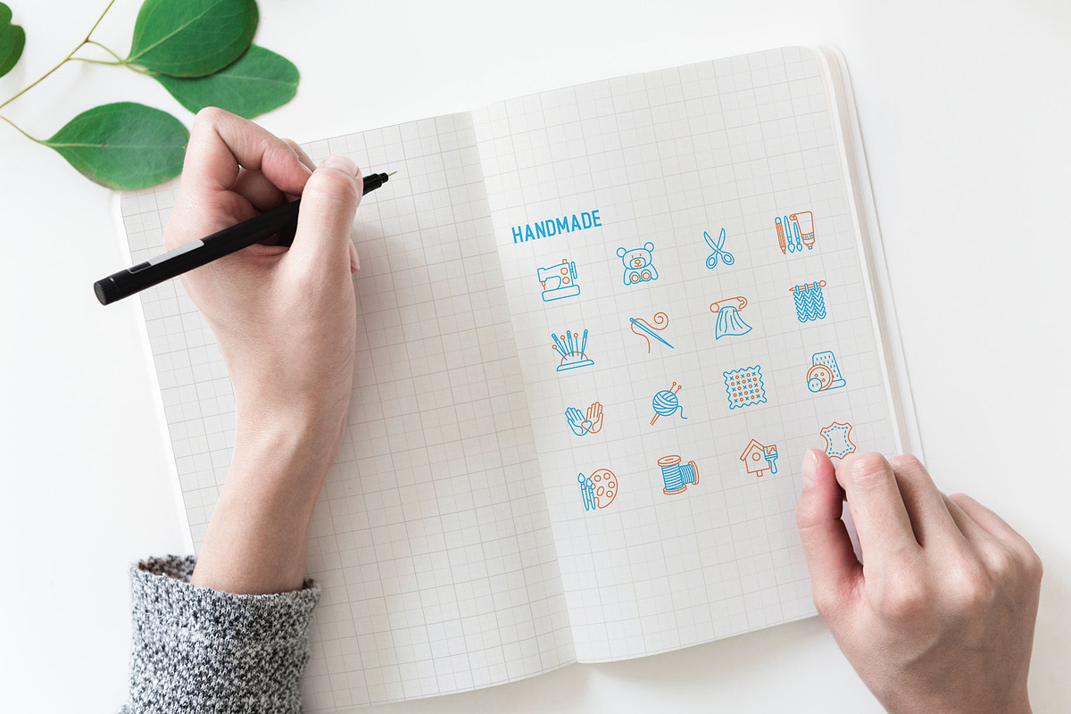 Handmade | 16 Thin Line Icons Set, an Outline Icon by Alex Blogoodf (Photo 4 of 11)