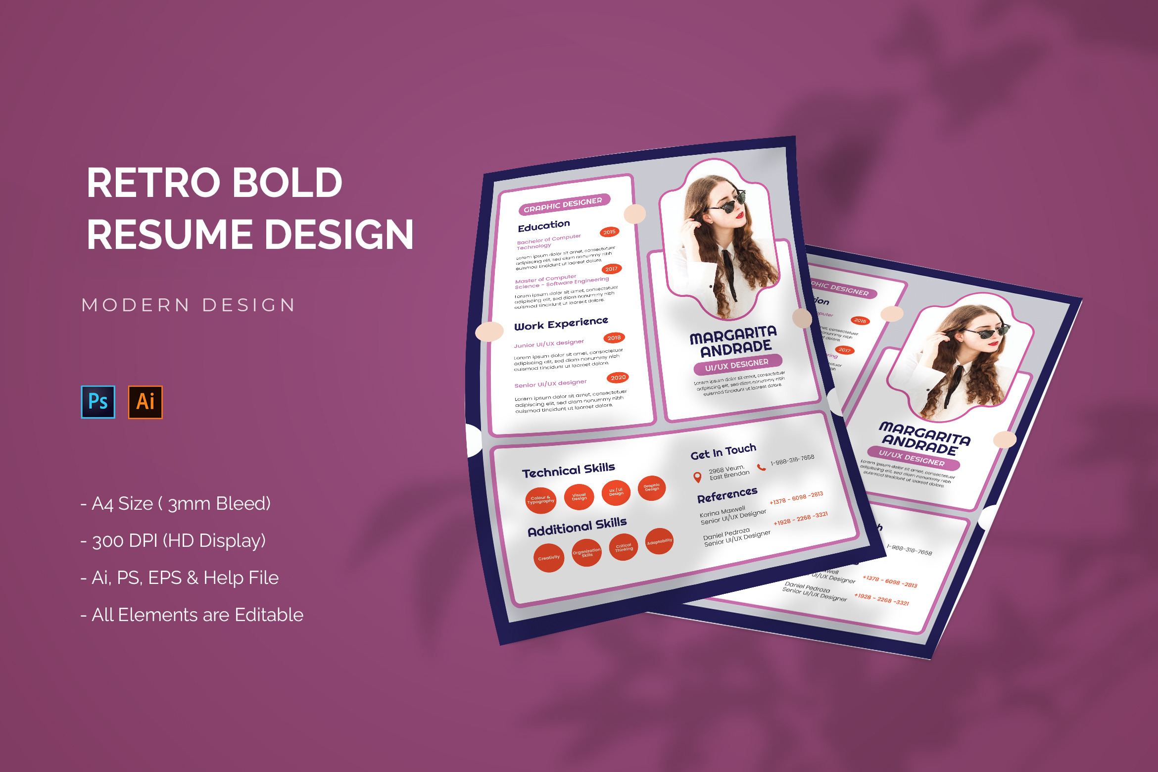 Retro Bold - Resume Template, a Resume Template by StreaksideStd