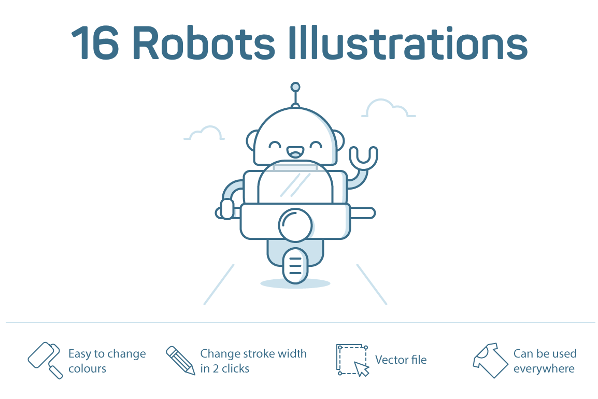 16 Robots Illustrations, an Illustration by SHER-SHAK (Photo 1 of 4)