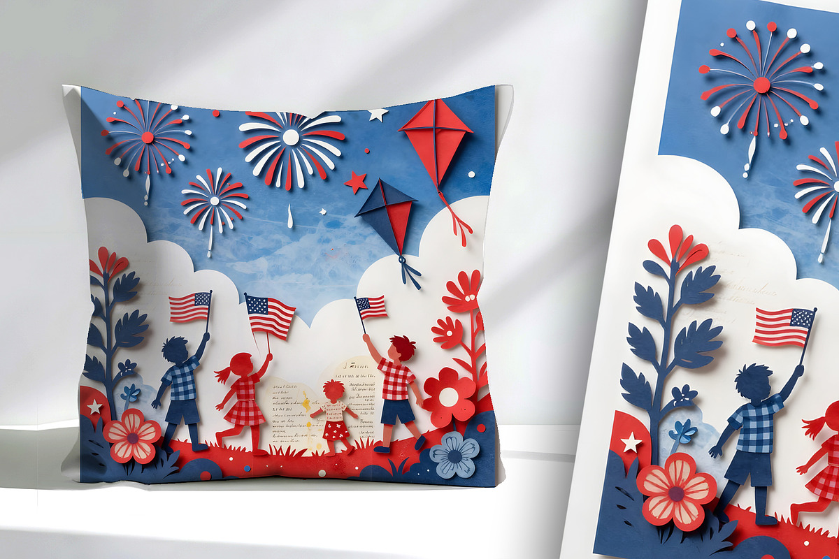4th of July Paper Cutting 2, a Person Illustration by Sharon Schwalbe (Photo 3 of 6)