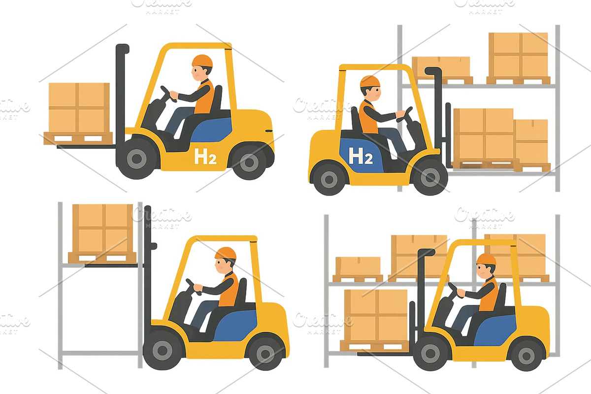 Forklift operators handling cargo in, a Transportation Illustration by ZinetroN