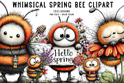 Whimsical spring bee clipart, an Illustration by CreationArt (Thumbnail 1 of 7)