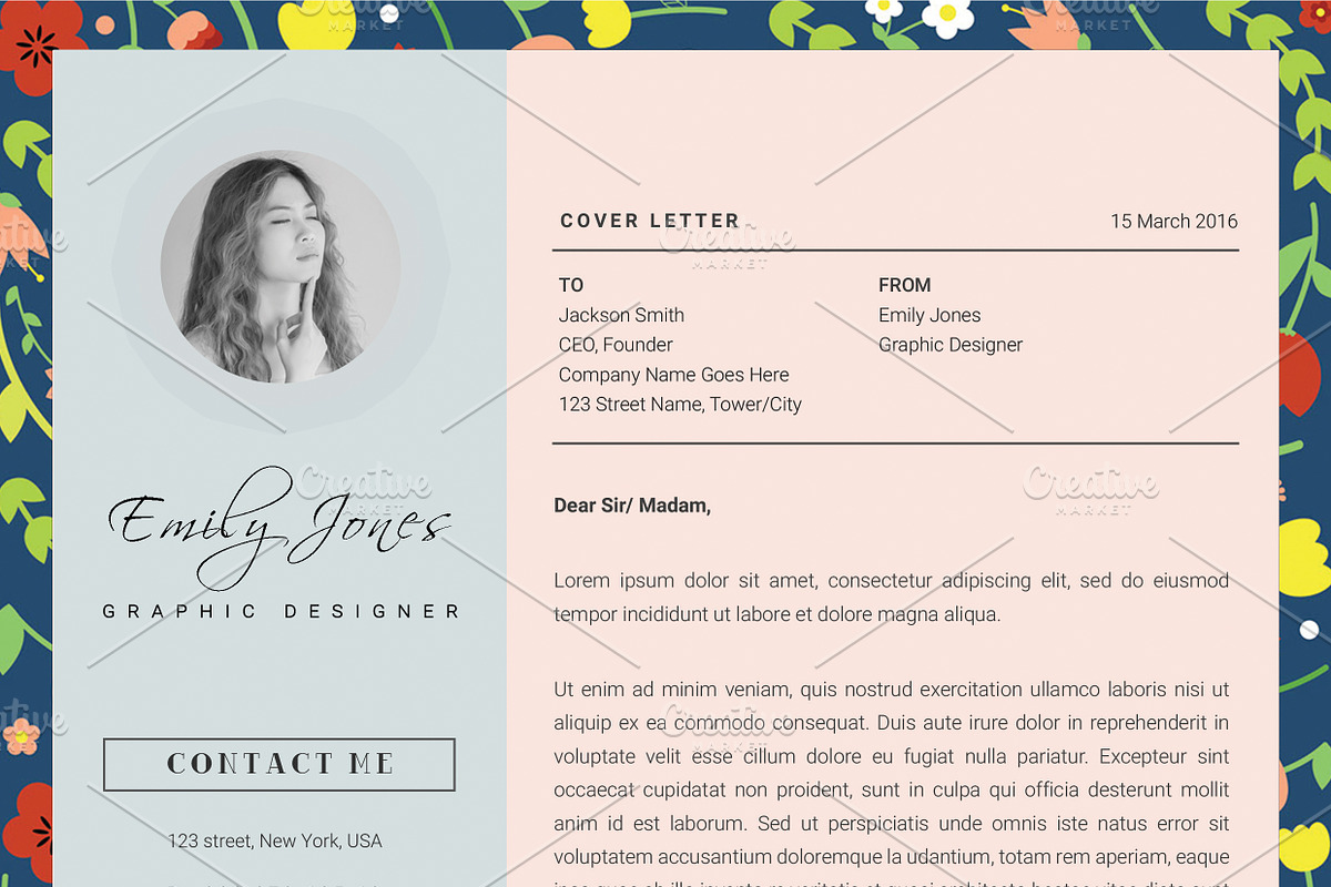 Floral Patern CV-Resume Template *C, a Resume Template by Showy68 Template (Photo 5 of 5)