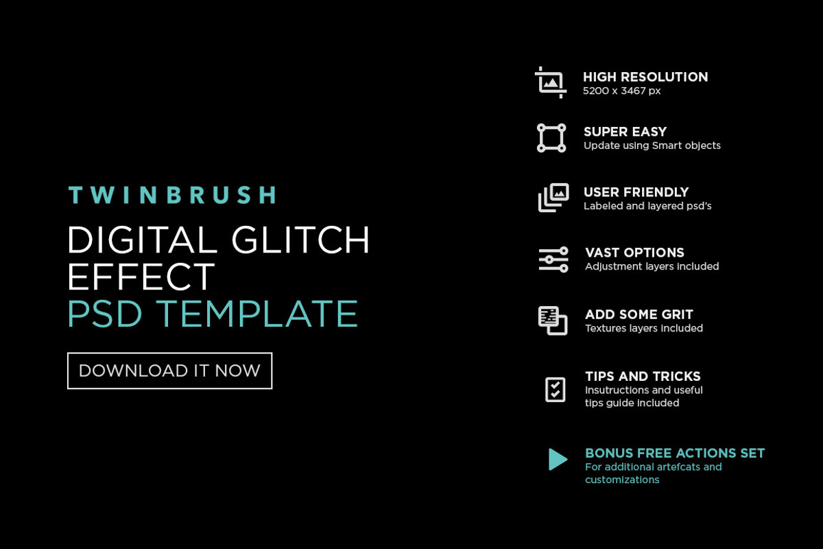 Digital Glitch Effect PSD Templates preview 8