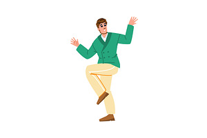 Happy businessman dancing and, a Person Illustration by pikepicture