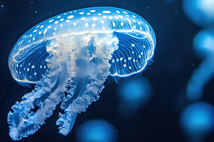 Jellyfish in deep blue sea