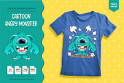 Cartoon One Eyed Monster. Tshirt., an Animal Illustration by KENO Mascots (Thumbnail 2 of 6)