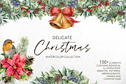 Delicate Christmas Watercolor bundle, a Seasonal Illustration by Yuliya Derbisheva (Thumbnail 1 of 14)