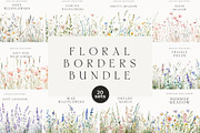Waterolor Floral Borders Bundle, a Decorative Illustration by Lana Elanor (Thumbnail 1 of 97)