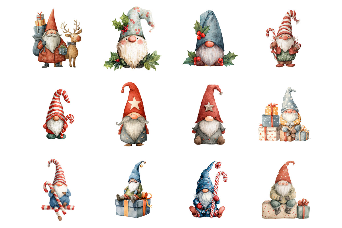 Christmas Gnome Clipart, an Illustration by Design Market (Photo 3 of 3)