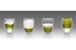 Matcha tea variations in double wall, a Food Illustration by art PVP - market