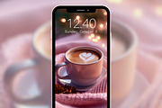 Cozy Coffee Latte Phone Wallpapers, a Wallpaper Graphic by Kalindiprints (Thumbnail 5 of 6)