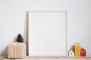 Christmas frame containing art, background, and banner