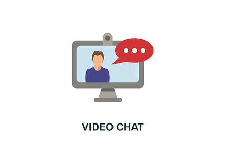 Video Chat flat icon. Color simple, a Food Illustration by Aimagenarium@gmail.com