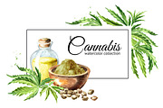 Cannabis. Watercolor collection, a Healthcare Illustration by Daria Ustiugova (Thumbnail 1 of 12)