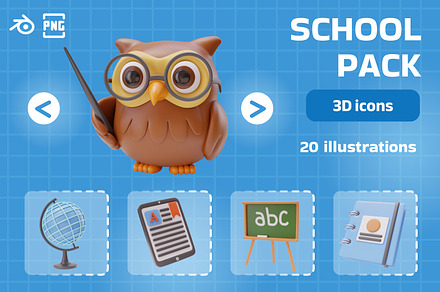 School 3D Icons Illustration