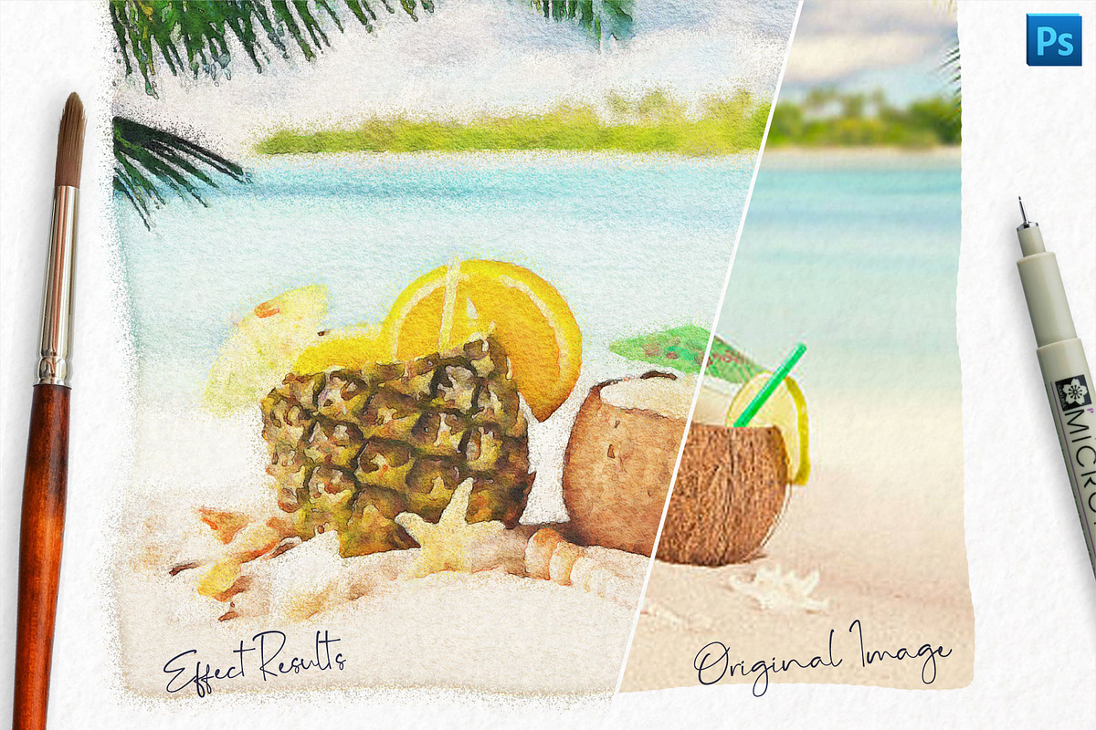 Vibrant Watercolor Photo Effect Kit, a Plug-in Add-On by Drifter Studio PrintShop (Photo 2 of 9)