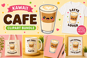Cafe Kawaii Clipart PNG Bundle, a Food Illustration by QM_ART (Thumbnail 3 of 4)