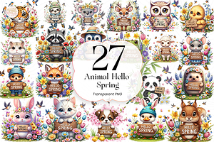 Animal Hello Spring PNG Clipart, an Animal Illustration by KennedyStudio