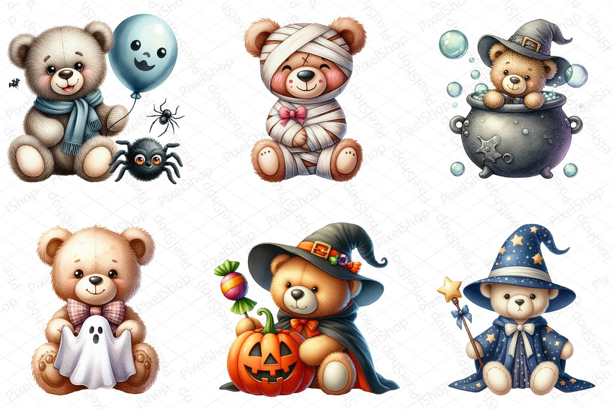 Halloween Teddy Bear Clipart, an Illustration by DreamPrint404 (Photo 5 of 6)