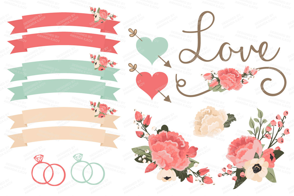 Wedding Floral Clipart & Vectors, an Illustration by Amanda Ilkov (Photo 4 of 4)