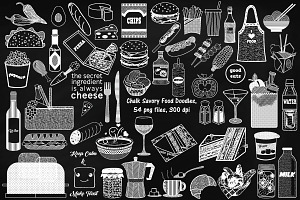 Chalk Savory Food Doodles Clip Art