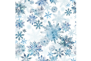 Seamless watercolor Snowflake, a Texture Illustration by Nenahliadava Design