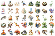 Watercolor Realistic Dinosaur Clipar, a Seasonal Illustration by designcity5 (Thumbnail 2 of 5)