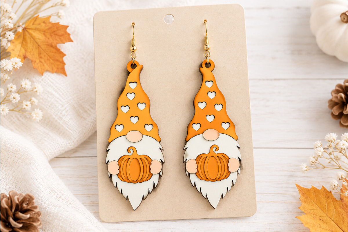 Gnome Earrings Laser Cut SVG, a Seasonal Illustration by Canvas Craft (Photo 2 of 5)