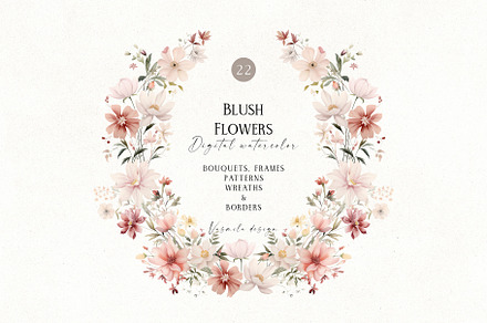 Blush flowers, a Decorative Illustration by Vasmila