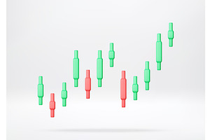 3D Green and red candlestick chart, a Finance Illustration by Abscent