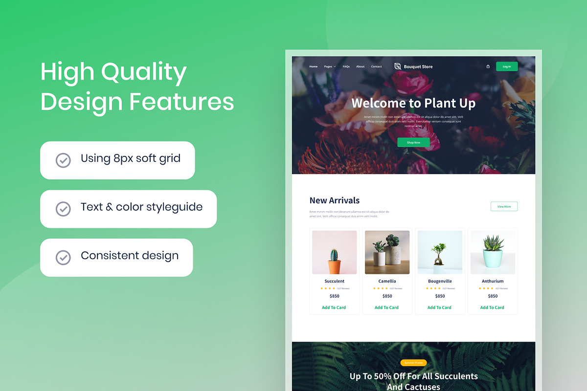 Plants Ecommerce Website Template, an UI Kit Template by Kreativ Space (Photo 3 of 5)