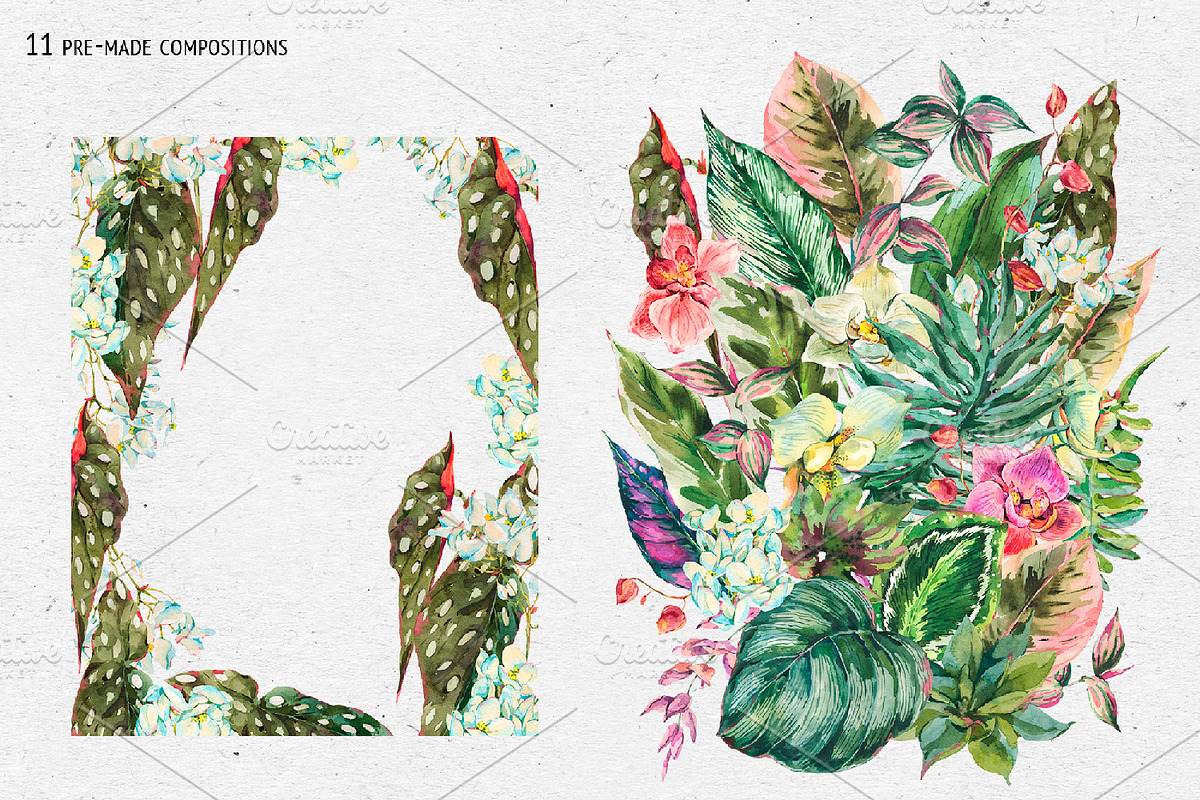 Tropical leaves graphic pack, an Illustration by Belusuab (Photo 9 of 16)