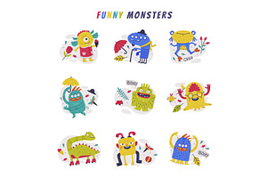 Funny Monster With Toothy Mouth And