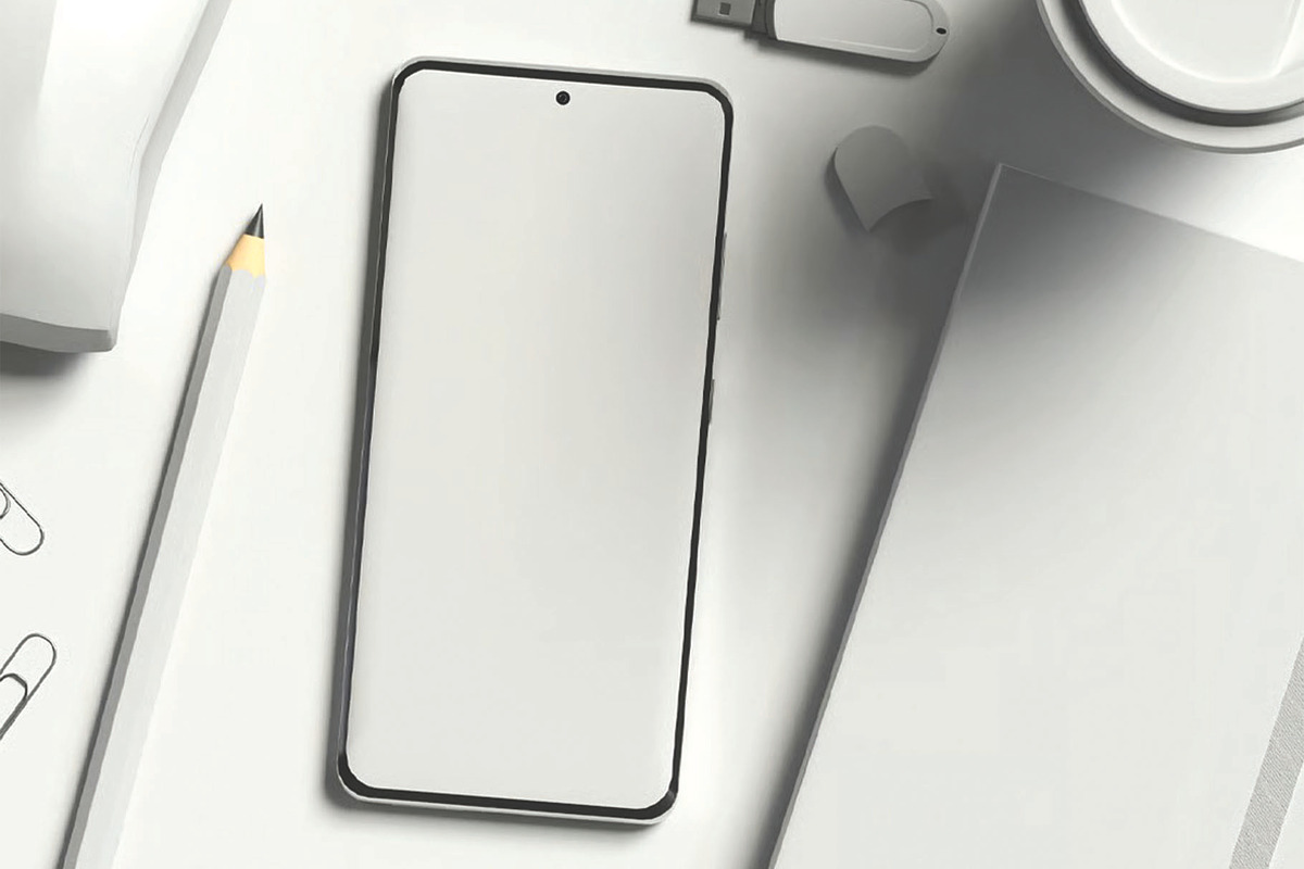 Smartphone with Office Items Mockup, an Advertising Mockup by skybluecreative (Photo 3 of 3)
