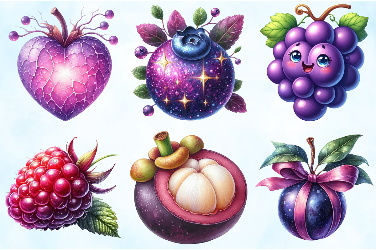 Watercolor Purple Fruit Clipart, an Illustration by Craft Nest (Photo 5 of 5)
