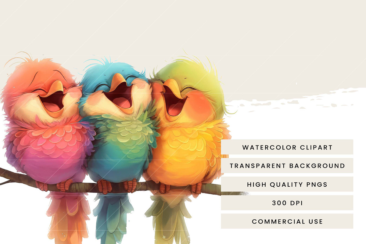 Colorful Birds On Branch Clipart, an Animal Illustration by Design Scotch (Photo 6 of 7)