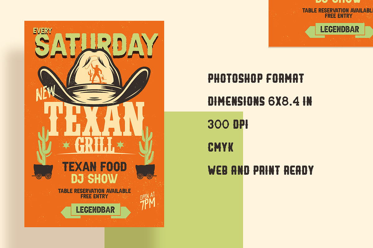Retro American Texan Party Flyer, a Print Template by Rome B Creation (Photo 2 of 2)