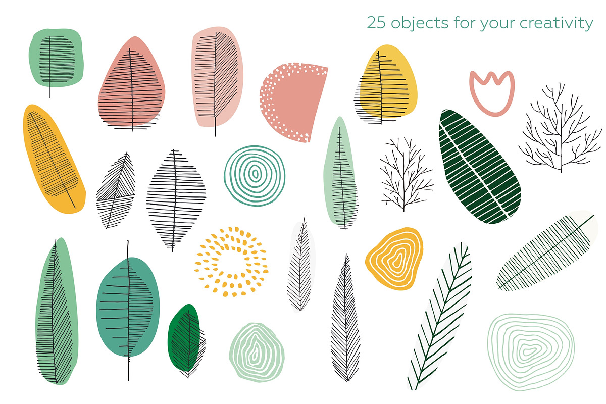 Floral abstract bundle. Botanic set., a Pattern Graphic by lisa_kalev (Photo 24 of 24)