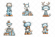 Whimsical Christmas Cats Clipart, an Illustration by SinaCreation (Thumbnail 3 of 7)