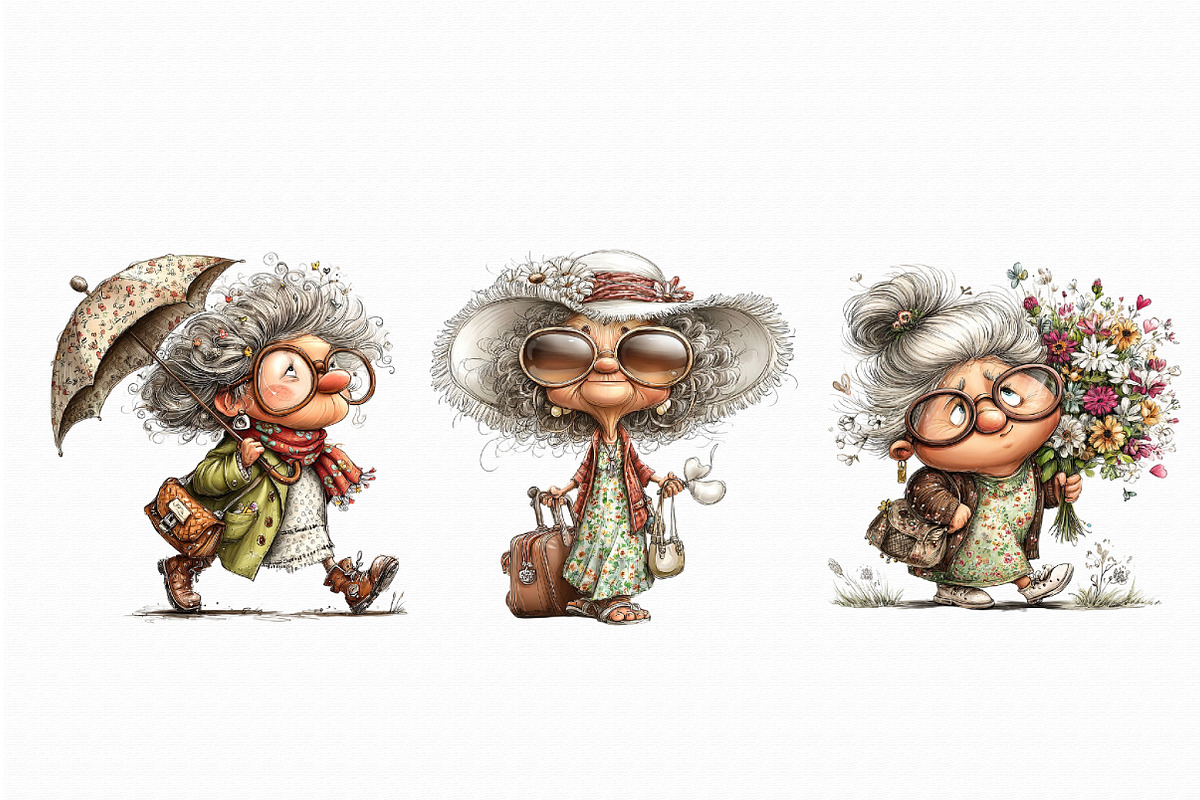 Funny Walking Grandma Clipart, an Illustration by Libby Wishes (Photo 5 of 7)