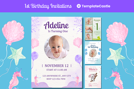 1st Birthday Invitations Templates